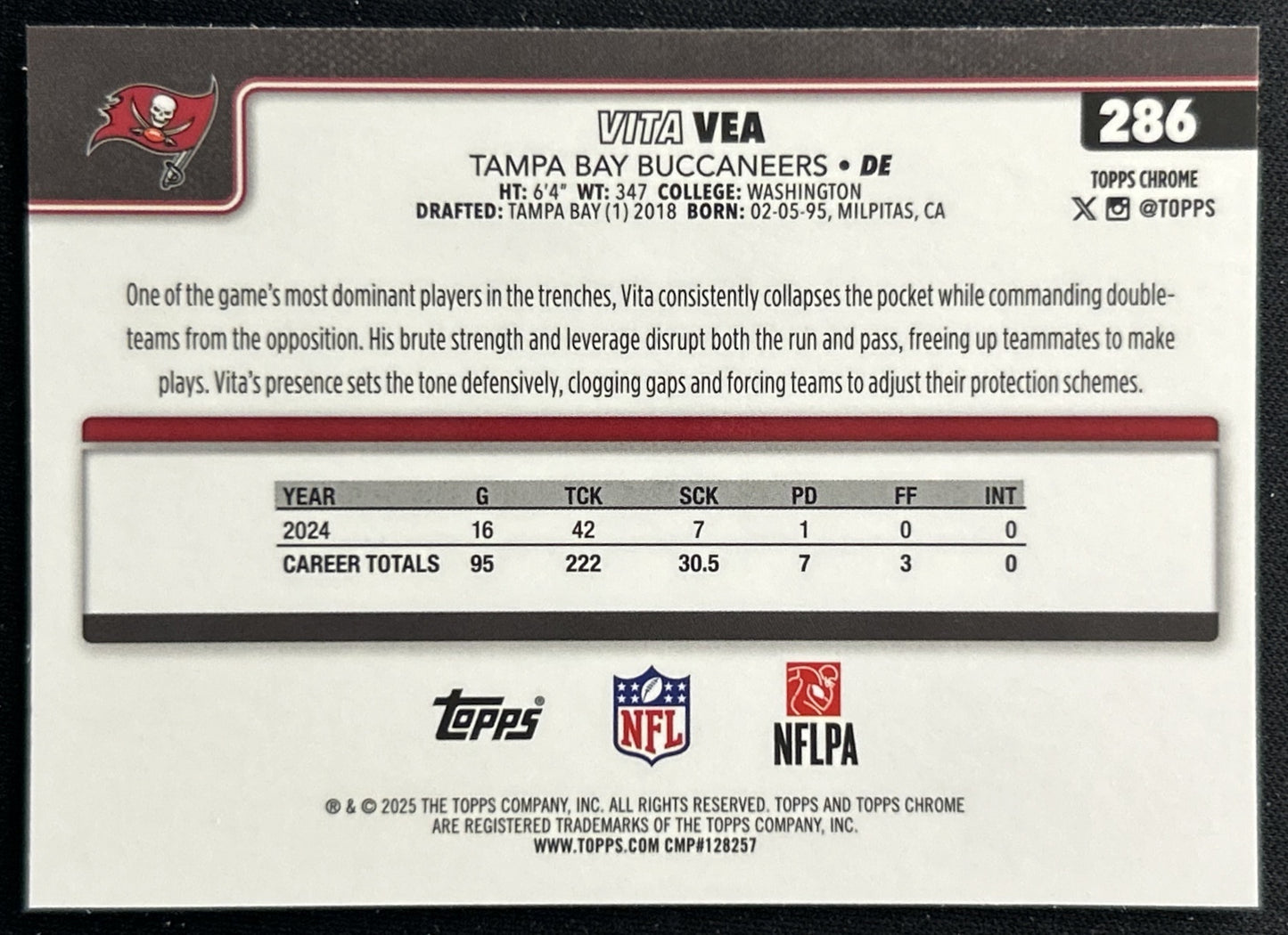 Vita Vea 2025 Topps Chrome Buccaneers