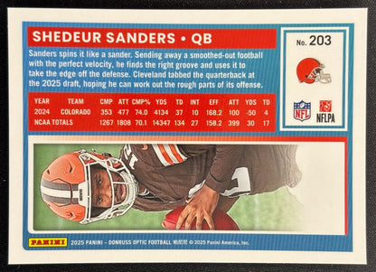 Shedeur Sanders 2025 Donruss Optic Rated Rookie Browns