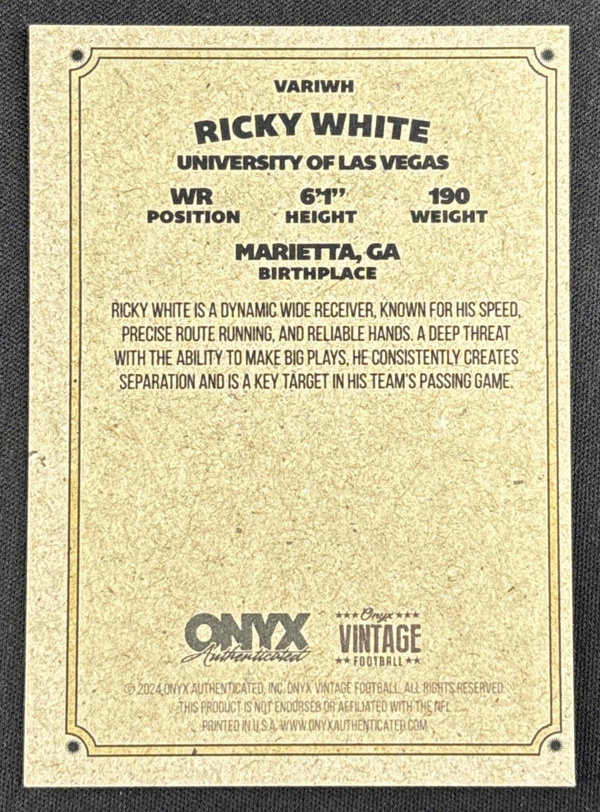 Ricky White III 2024 Onyx Vintage Collection Auto #2