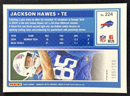 Jackson Hawes 2025 Panini Donruss Optic Rated Rookie Wave Prizm /300 Bills