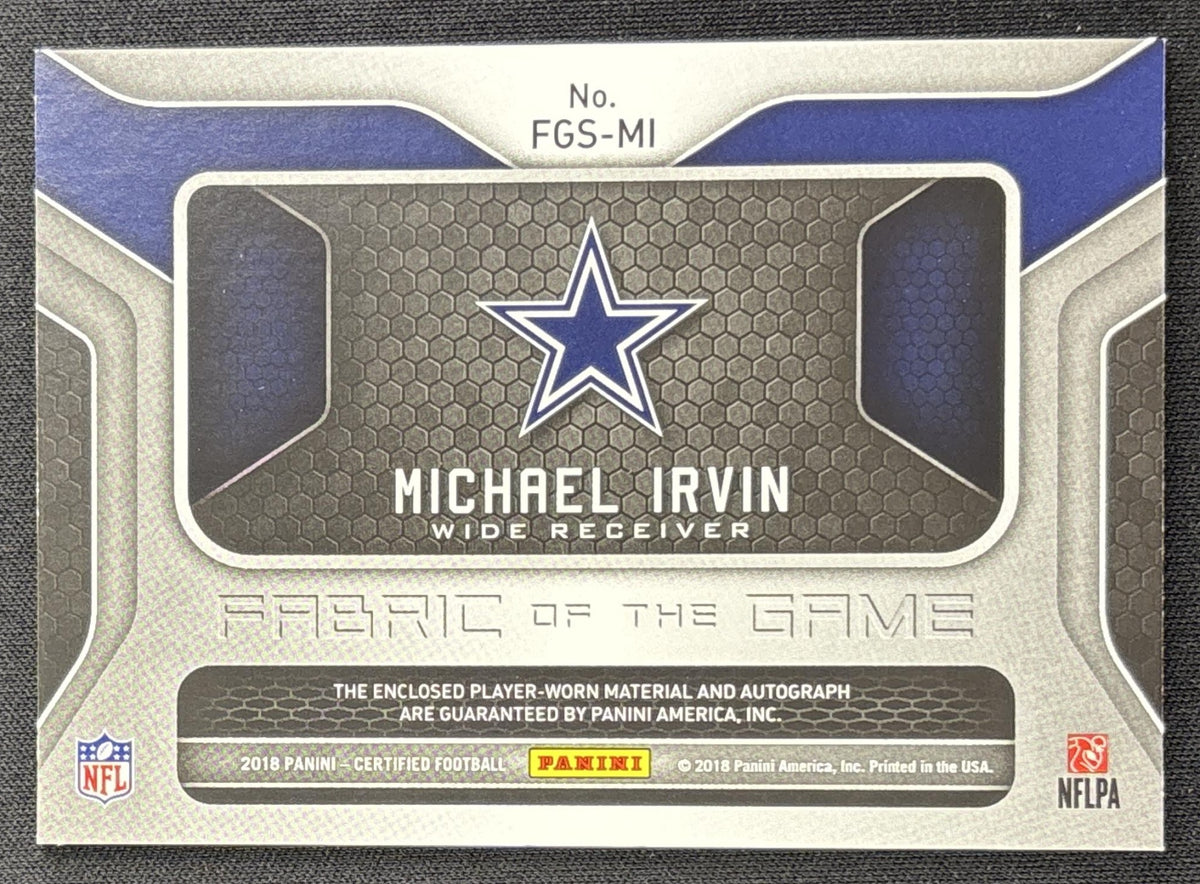 Michael Irvin 2018 Panini Certified Fabric of the Game Signatures /10 Cowboys