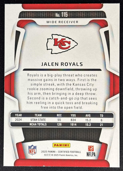 Jalen Royals 2025 Panini Certified Rookies /499