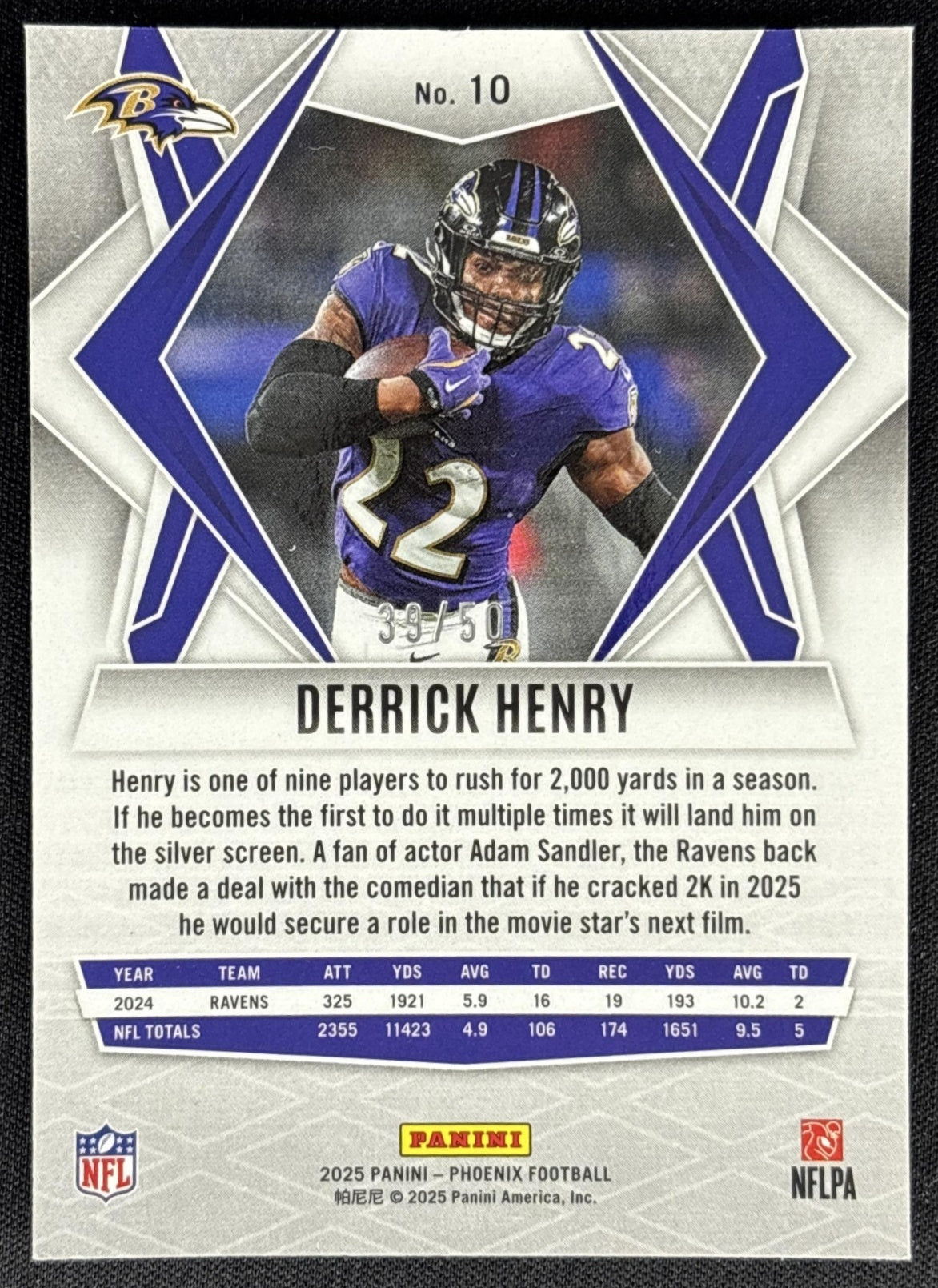 Derrick Henry 2025 Panini Phoenix Bronze Hyper Prizm /50 Ravens