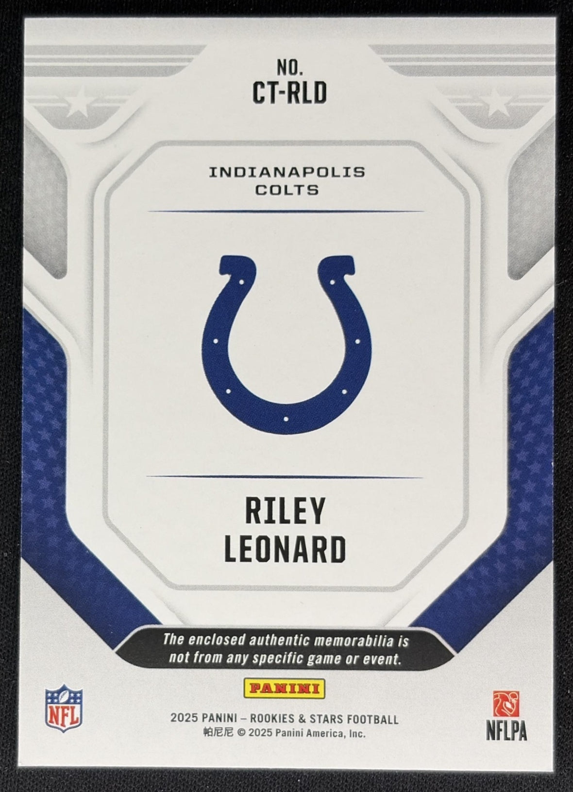Riley Leonard 2025 Panini Rookies & Stars Cross Training Colts Sports Trading Cards