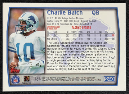 Charlie Batch 1999 Topps Collection Lions back