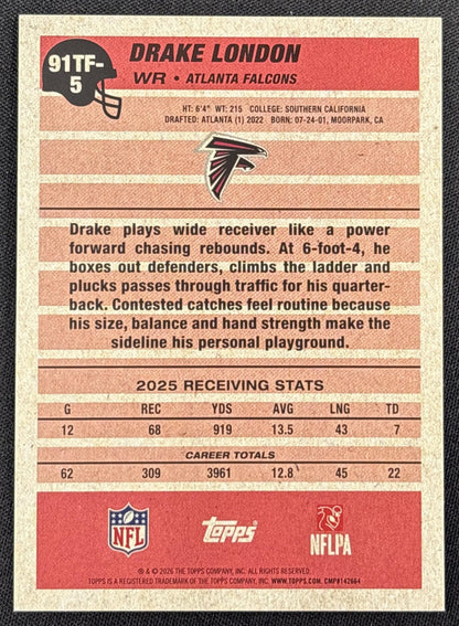 Drake London 2026 Topps 1991 Crackle Foil Falcons