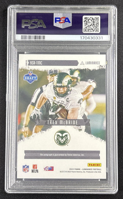 Trey McBride 2022 Panini Luminance Year One Signatures RPS Red PSA 9 Rams Sports Trading Card