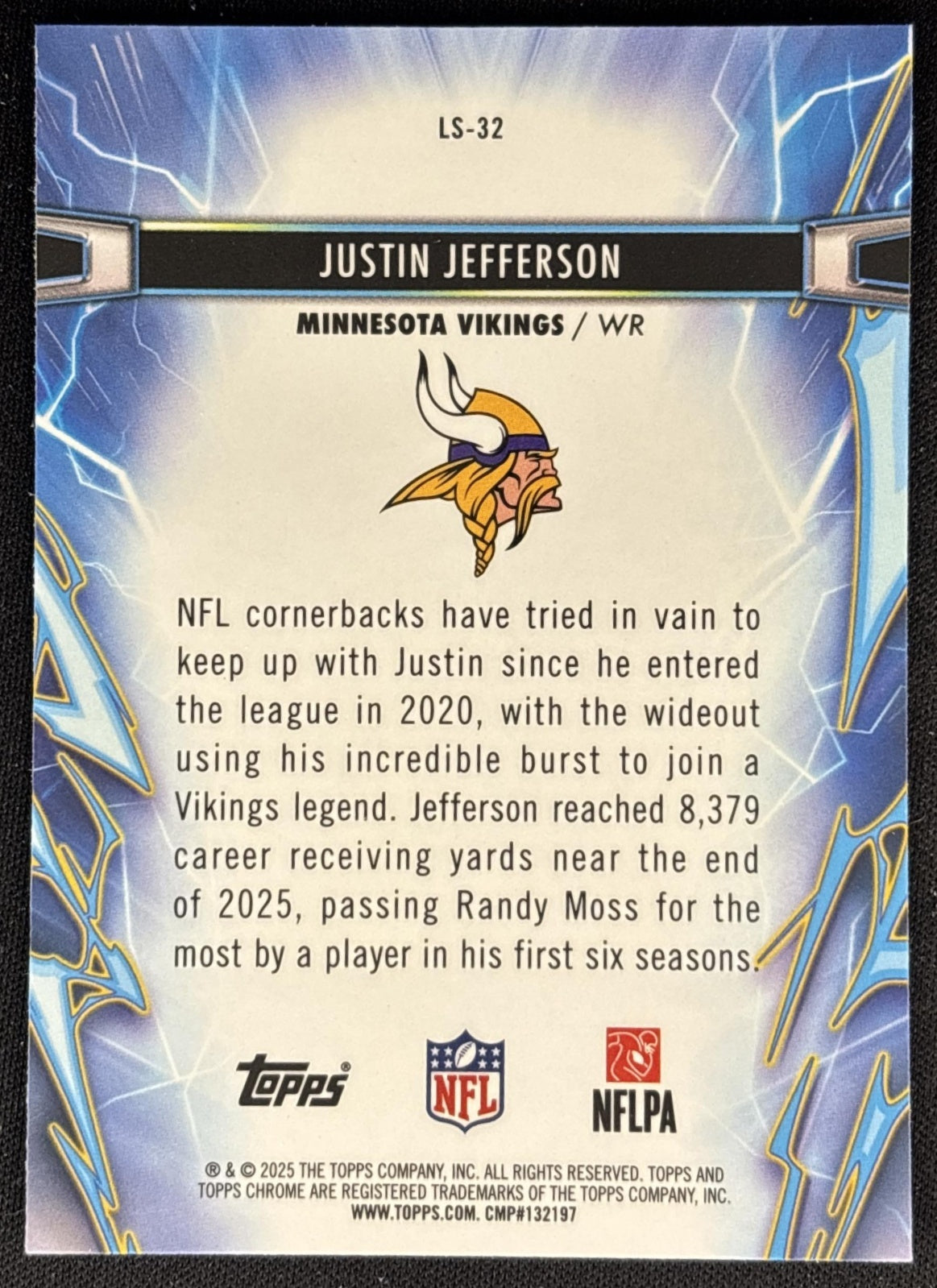 Justin Jefferson 2025 Topps Cosmic Chrome Light Speed Vikings back