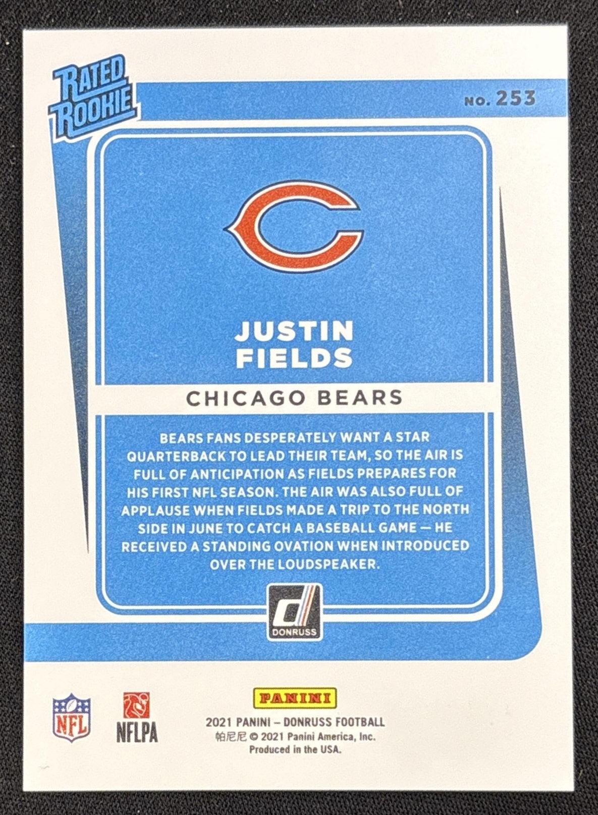 Justin Fields 2021 Panini Donruss Press Proof Premium Bears Sports Trading Card