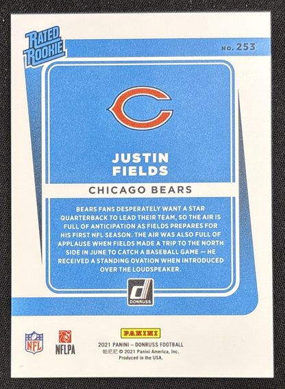 Justin Fields 2021 Panini Donruss Press Proof Premium Bears Sports Trading Card