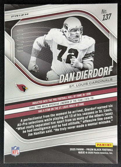 Dan Dierdorf 2025 Panini Prizm Black Purple Ice /149 Back