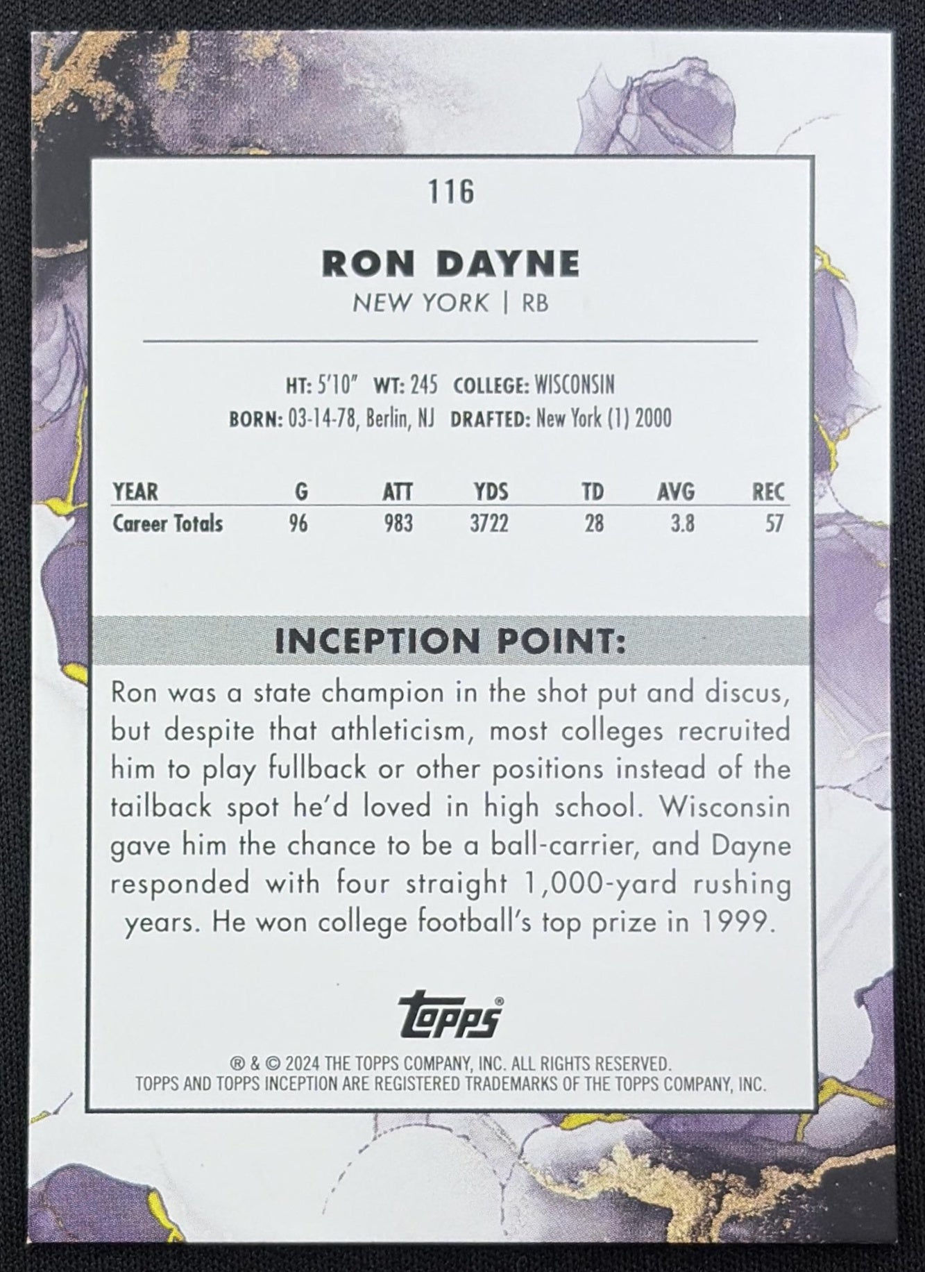 Ron Dayne 2024 Topps Inception Red /75 Giants