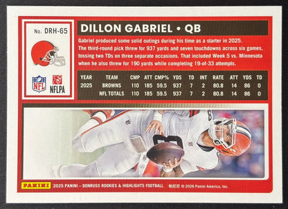 Dillon Gabriel 2025 Donruss Rookies & Highlights Red /49 Browns