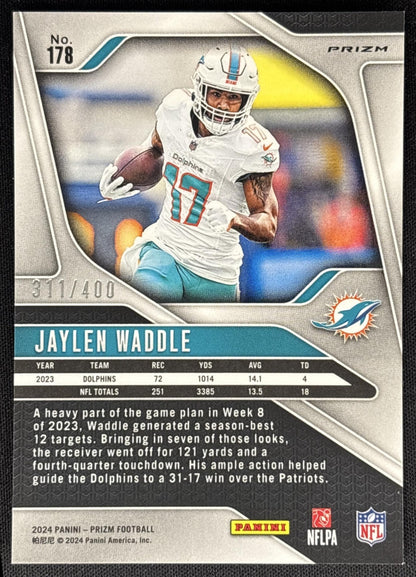 Jaylen Waddle 2024 Panini Prizm Pandora /400 Dolphins Sports Trading Card