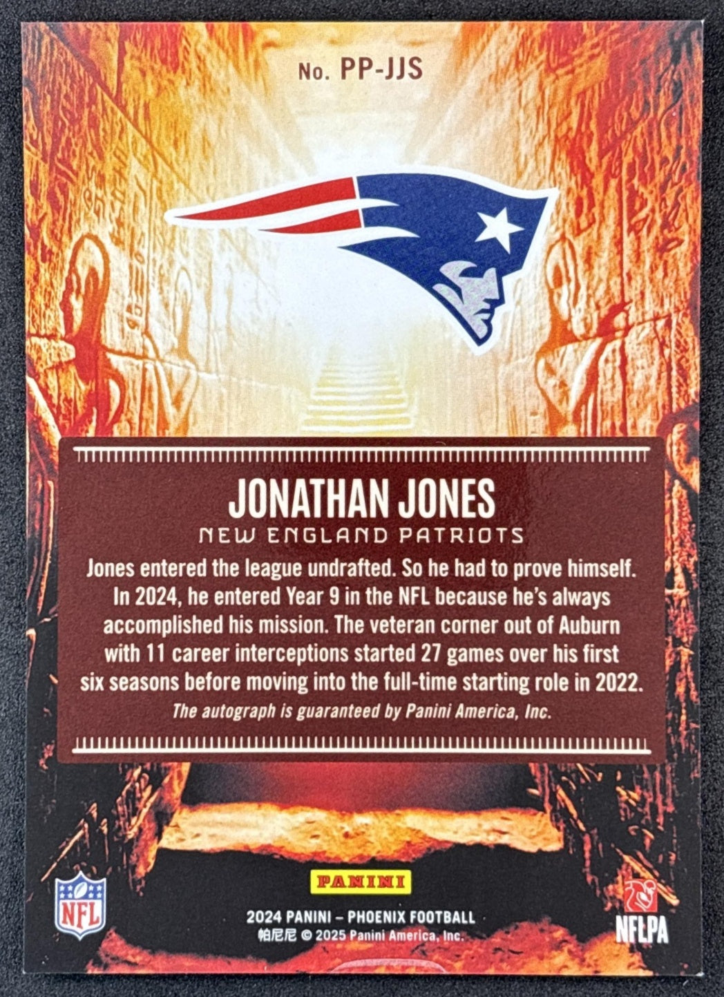 Jonathan Jones 2024 Panini Phoenix Phoenician Penmanship Patriots