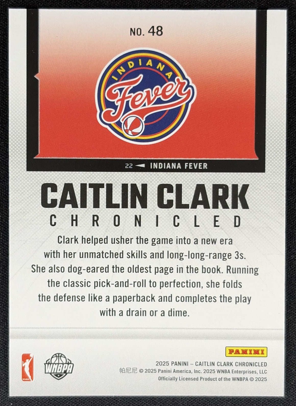 Caitlin Clark 2025 Panini Chronicled WNBA Red Cracked Ice Fever 48