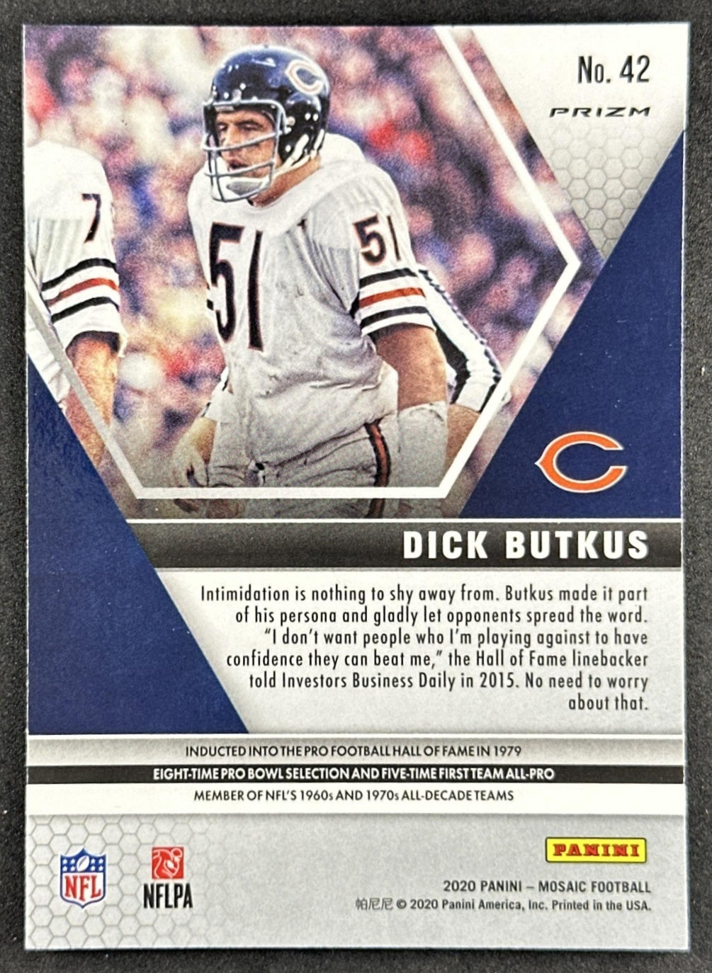 Dick Butkus 2020 Panini Mosaic Prizm Green Bears Sports Trading Cards