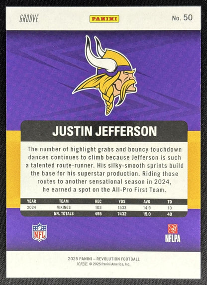 Justin Jefferson 2025 Panini Revolution Groove Vikings Sports Trading Cards