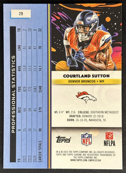 Courtland Sutton 2025 Topps Cosmic Chrome Broncos back