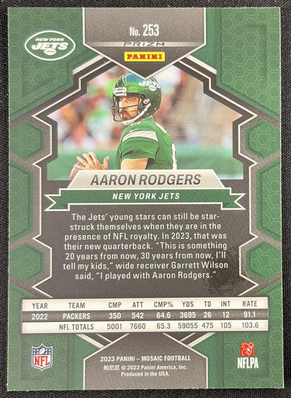 Aaron Rodgers 2023 Panini Mosaic Green Mosaic Jets