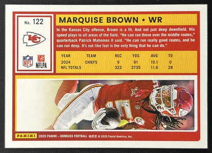 Marquise Brown 2025 Panini Donruss Press Proof Silver /199 Chiefs back