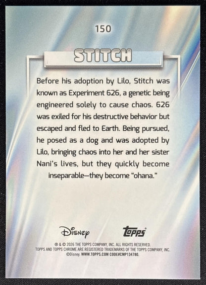 Stitch 2026 Topps Chrome Disney Lilo & back