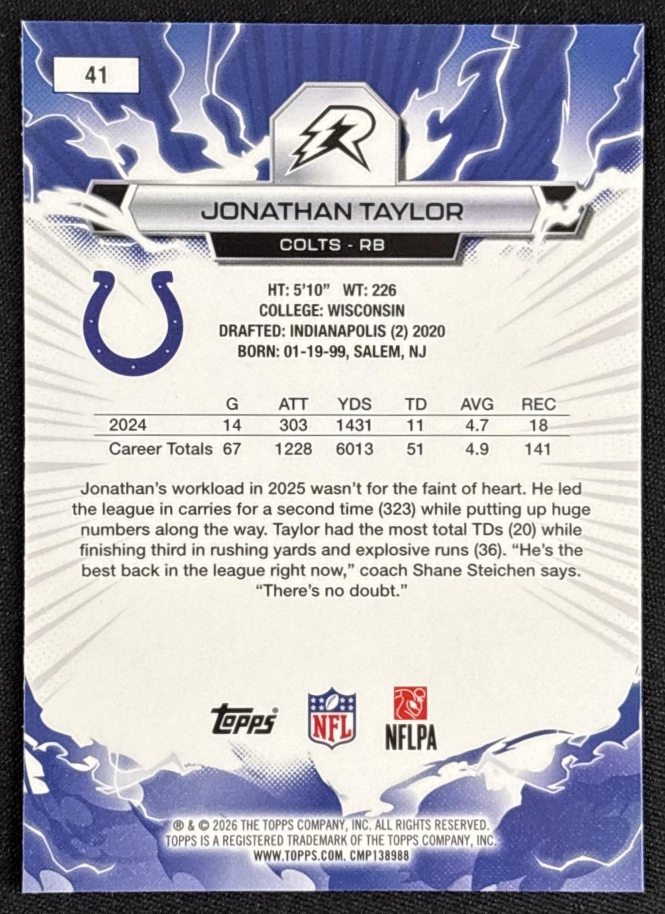 Jonathan Taylor 2025 Topps Resurgence Colts