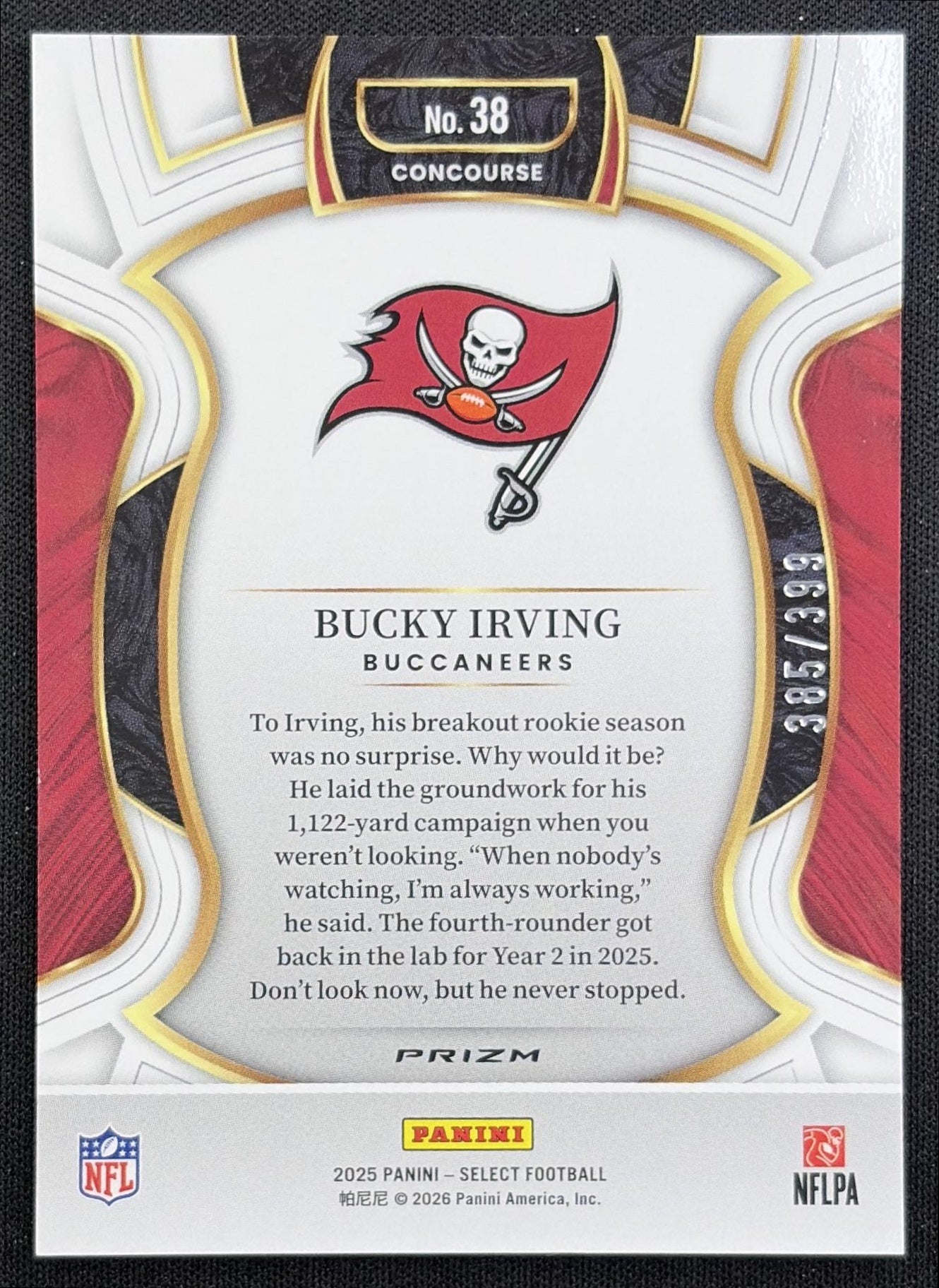 Bucky Irving 2025 Panini Select Concourse Tri-Color Prizm /399 Buccaneers