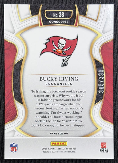 Bucky Irving 2025 Panini Select Concourse Tri-Color Prizm /399 Buccaneers