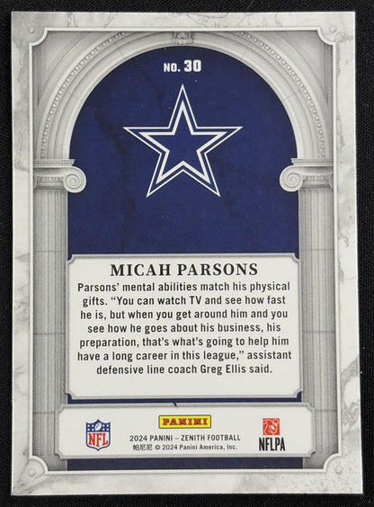 Micah Parsons 2024 Panini Zenith Z Marquee Cowboys Sports Trading Card