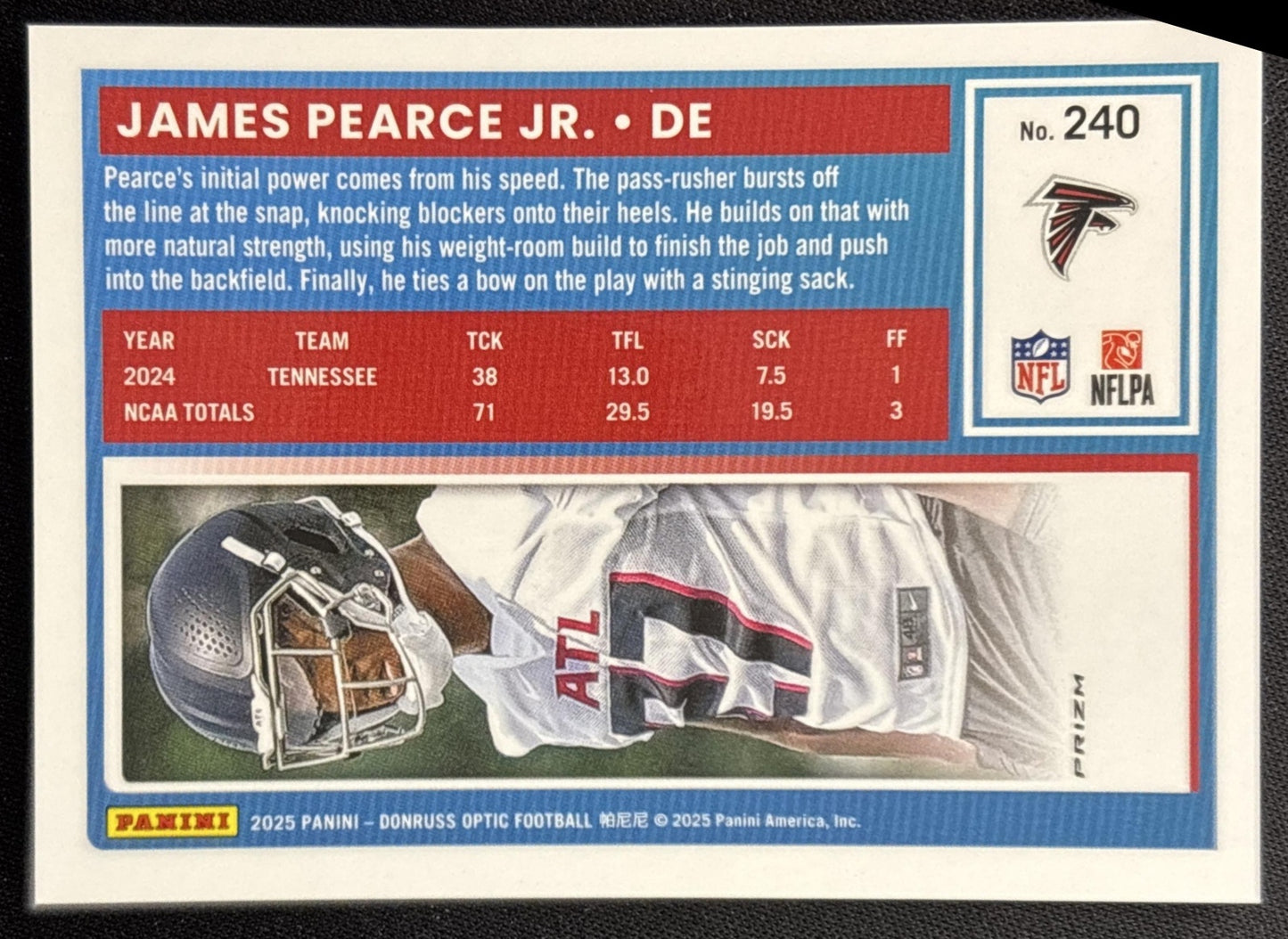 James Pearce Jr. 2025 Panini Donruss Optic Rated Rookie Jazz Prizm Falcons Sports Trading Cards