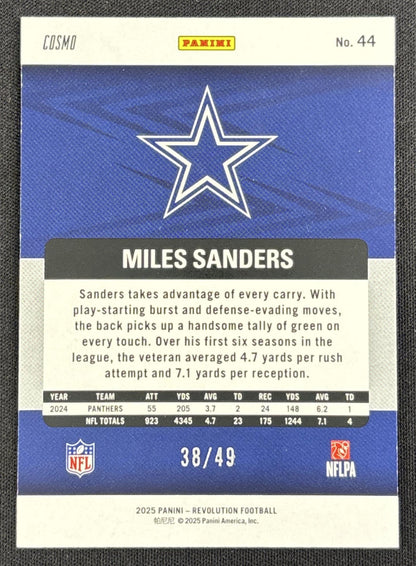 Miles Sanders 2025 Panini Revolution Purple Cosmo /49 Cowboys