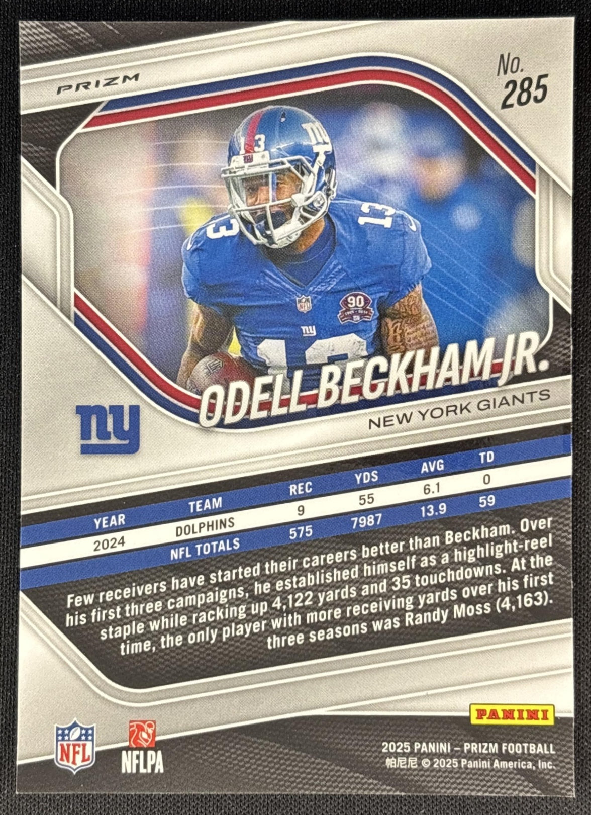Odell Beckham Jr. 2025 Panini Prizm Green Ice Giants Sports Trading Cards
