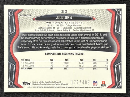 Julio Jones 2013 Topps Chrome Purple Refractor /499 Falcons