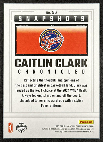 Caitlin Clark 2025 Panini Chronicled Snap Shots Holo Fever 96 Indiana Fever