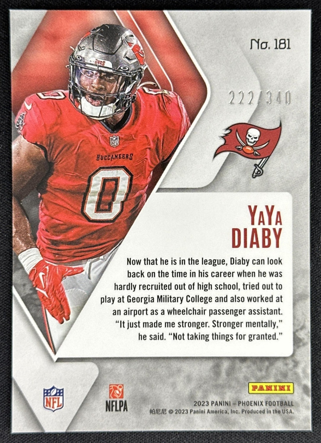 YaYa Diaby 2023 Panini Phoenix Fire Burst /340 Buccaneers