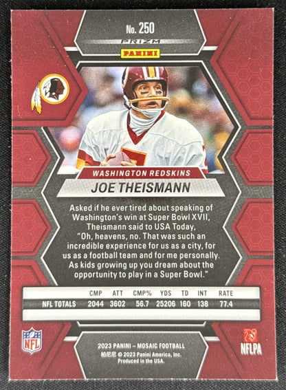 Joe Theismann 2023 Panini Mosaic Green Mosaic Redskins Sports Trading Card