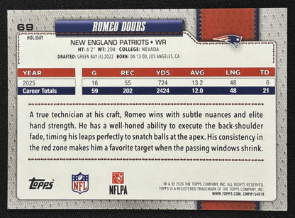 Romeo Doubs 2026 Topps Holiday Glitter Patriots | New England Patriots Sports Trading Card