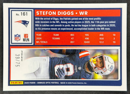 Stefon Diggs 2025 Panini Donruss Optic Electricity Prizm /75 Patriots back