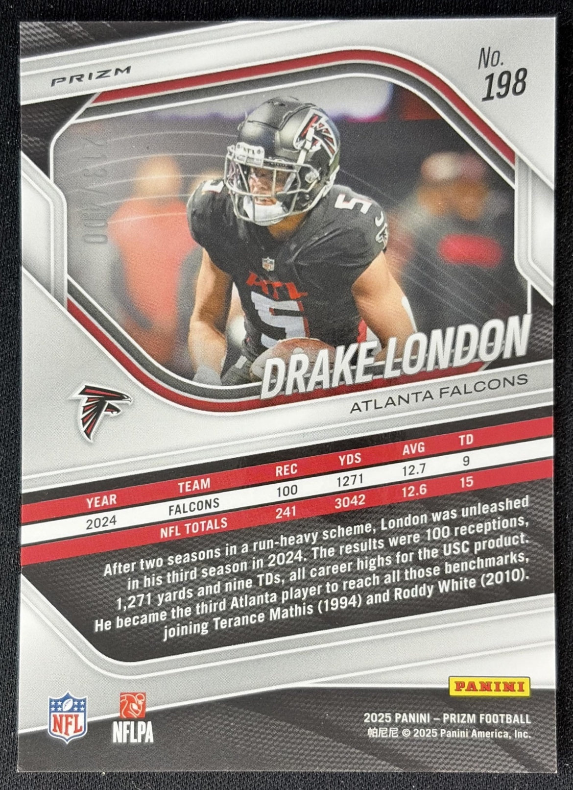 Drake London 2025 Panini Prizm Pandora /400 Falcons Sports Trading Cards