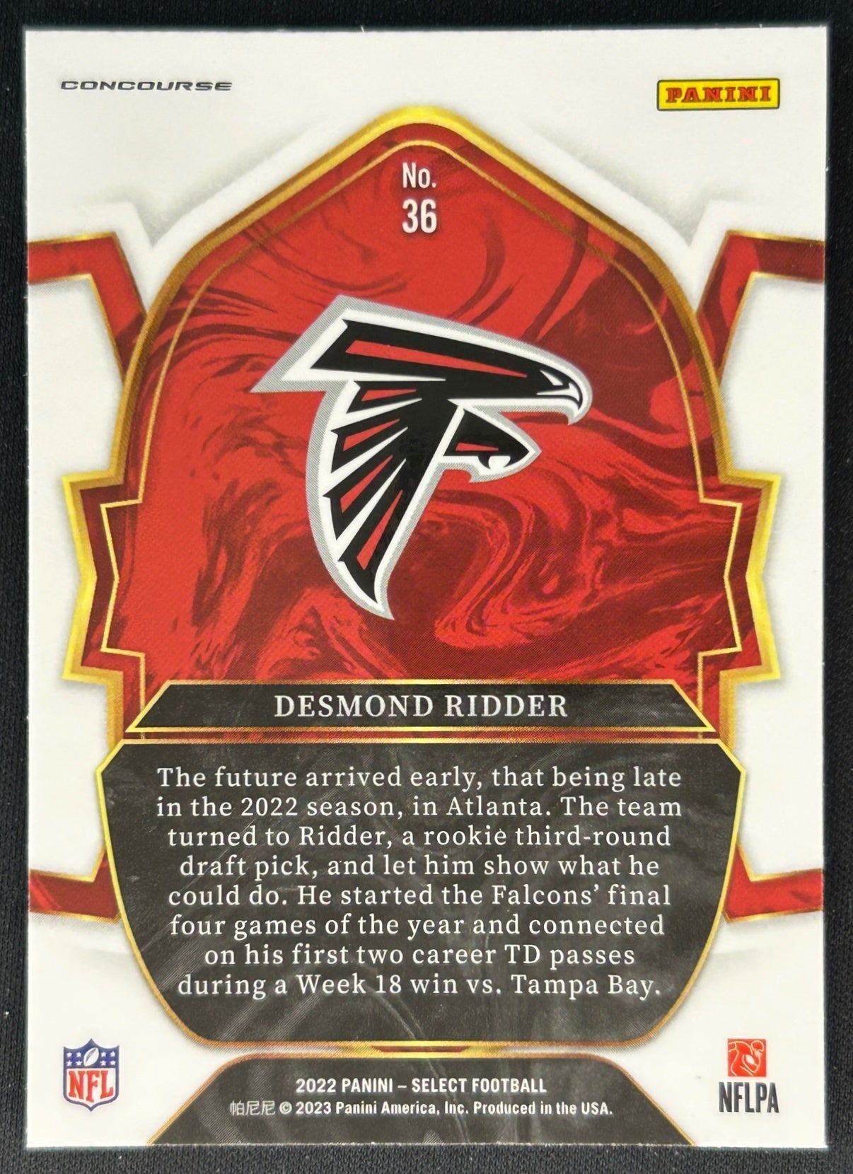 Desmond Ridder Select Concourse Rookie Atlanta Falcons Sports Trading Cards