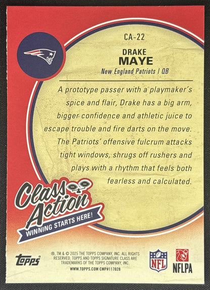 Drake Maye 2025 Topps Signature Class Action Patriots back