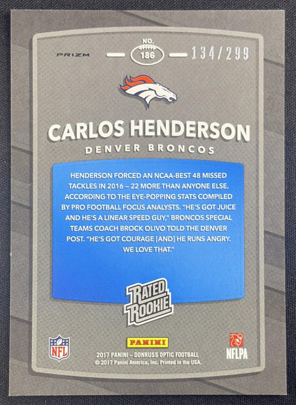 Carlos Henderson 2017 Panini Donruss Optic Aqua /299 Broncos