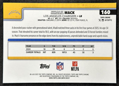 Khalil Mack 2025 Topps Chrome Sapphire Chargers