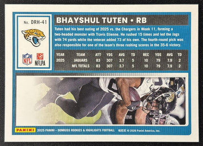 Bhayshul Tuten 2025 Panini Donruss Rookies & Highlights Jaguars Sports Trading Cards