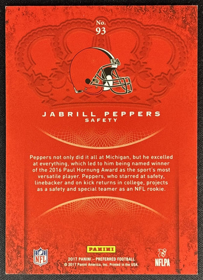 Jabrill Peppers 2017 Panini Crown Royale Holo Gold /175 Browns back