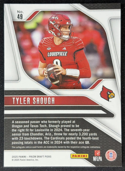 Tyler Shough 2025 Panini Prizm Draft Picks Cardinals back