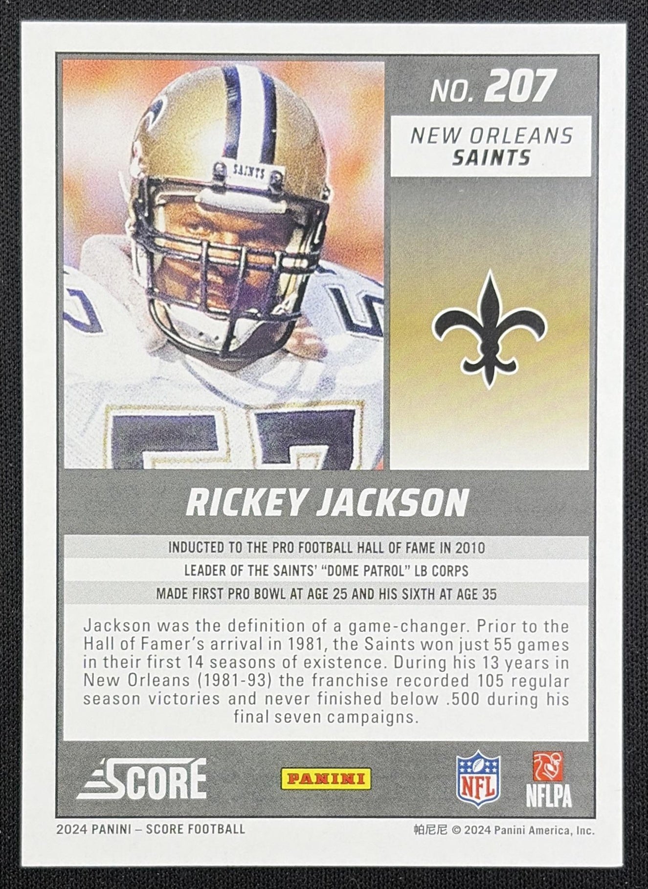 Rickey Jackson 2024 Panini Score Showcase /100 Saints