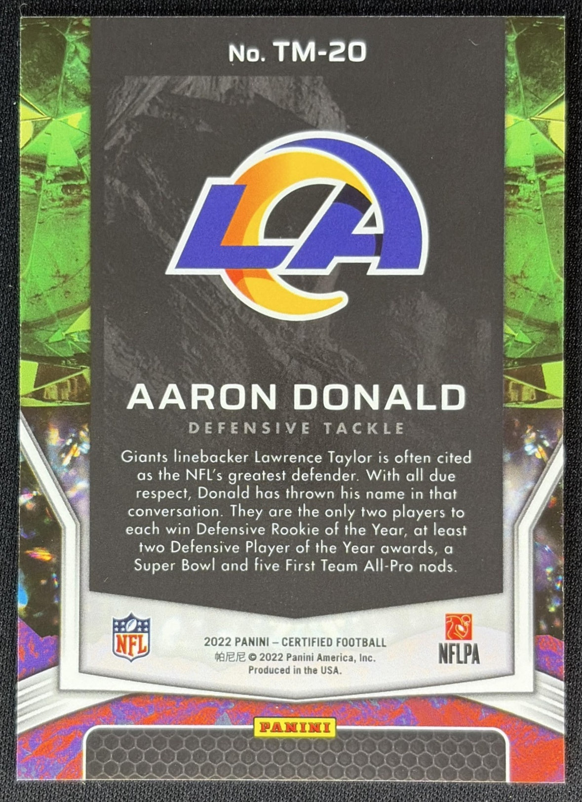 Aaron Donald 2022 Panini Certified The Mighty Rams back