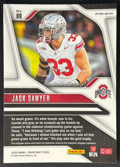Jack Sawyer 2025 Prizm Draft Picks Red Ice Buckeyes Steelers Sports Trading Card